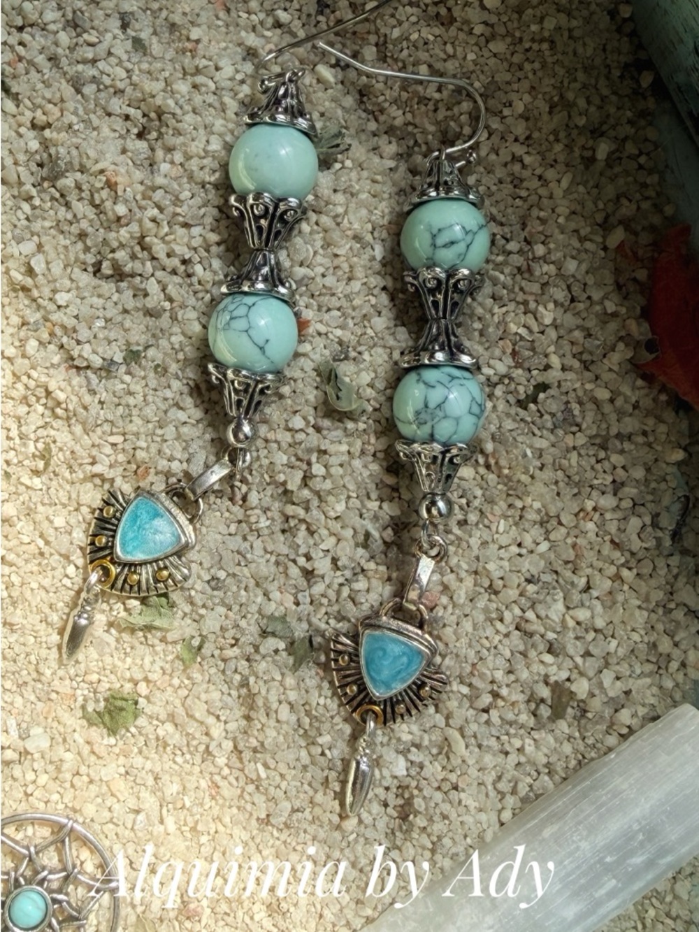 Alquimia Turquoise and Silver Bead Drop Earrings